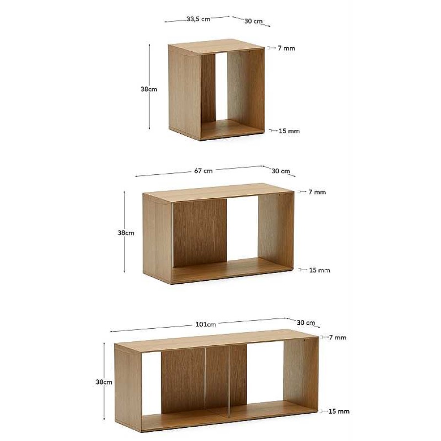 Muebles Kave Home | Set Litto De 6 Estanter As Modulares De Chapa De Roble 101 X 152 Cm