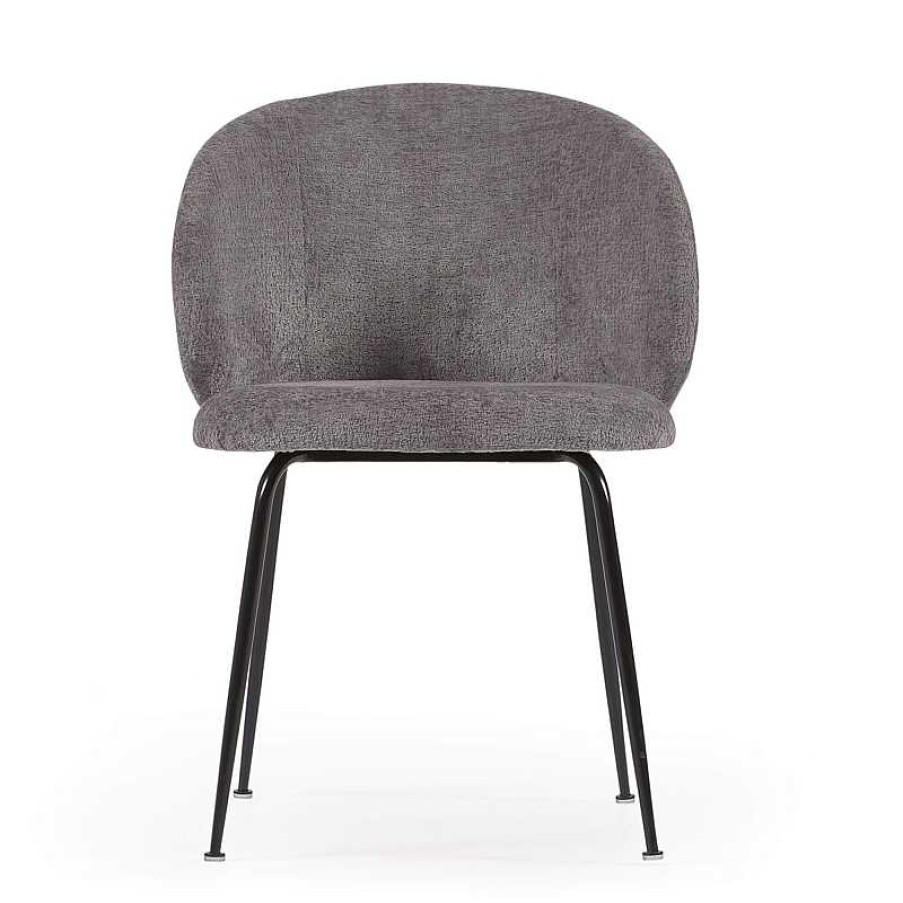 Sillas Kave Home | Silla Minna Chenilla Gris