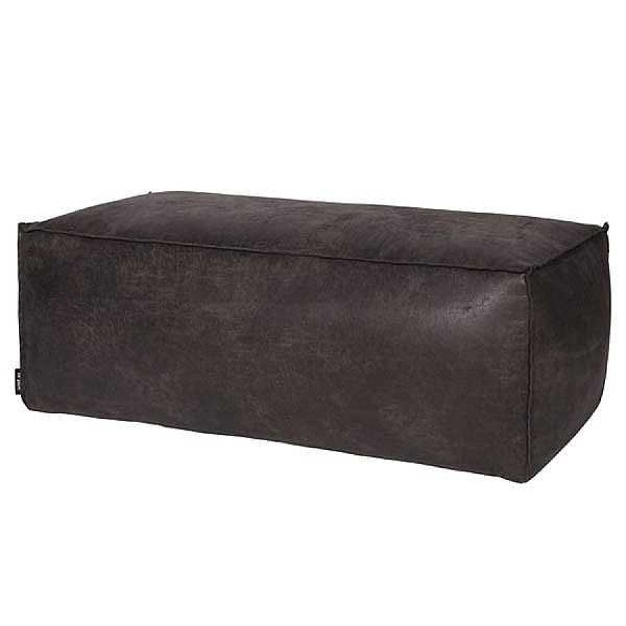 Sillas BePureHome | Puff Negro De Piel Rodeo