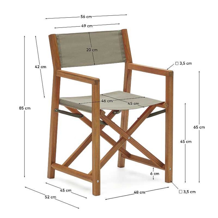 Muebles De Jard N Kave Home | Silla Plegable De Exterior Thianna Verde Y De Madera Maciza De Acacia