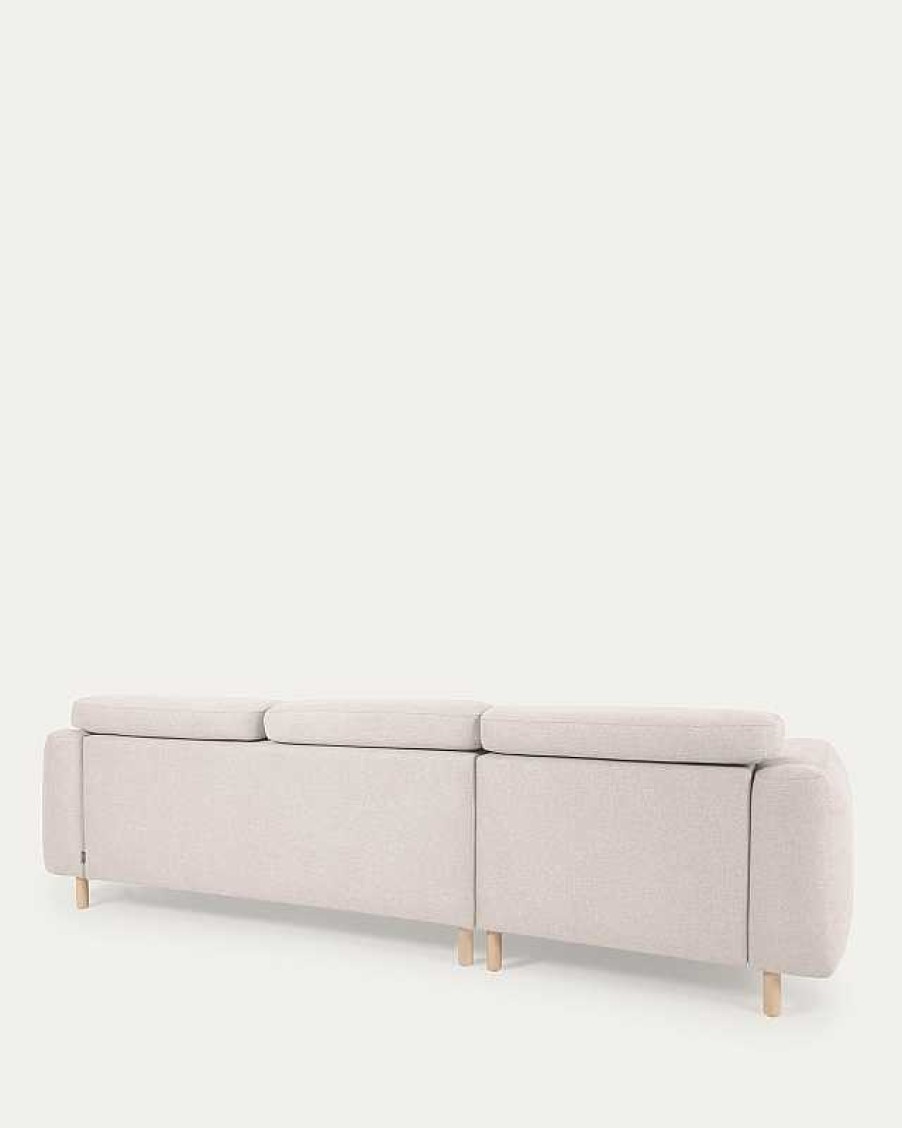 Sof S Kave Home | Sof Singa 3 Plazas Con Chaise Longue Izquierdo Blanco 296 Cm