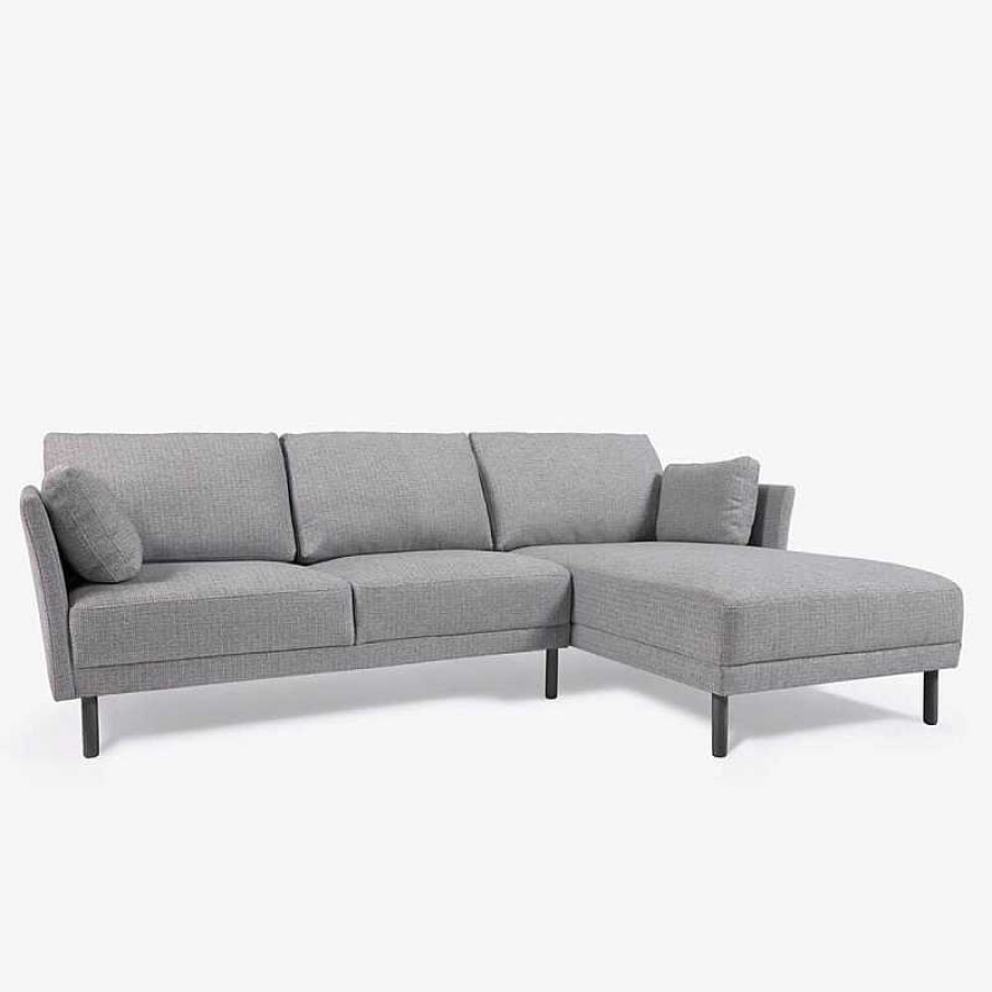 Sof S Kave Home | Sof Gilma Chaiselongue Izquierdo Gris Claro Y Patas Negro