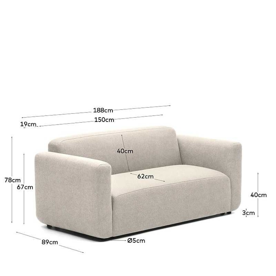 Sof S Kave Home | Sof Modular Neom 2 Plazas Beige 188 Cm