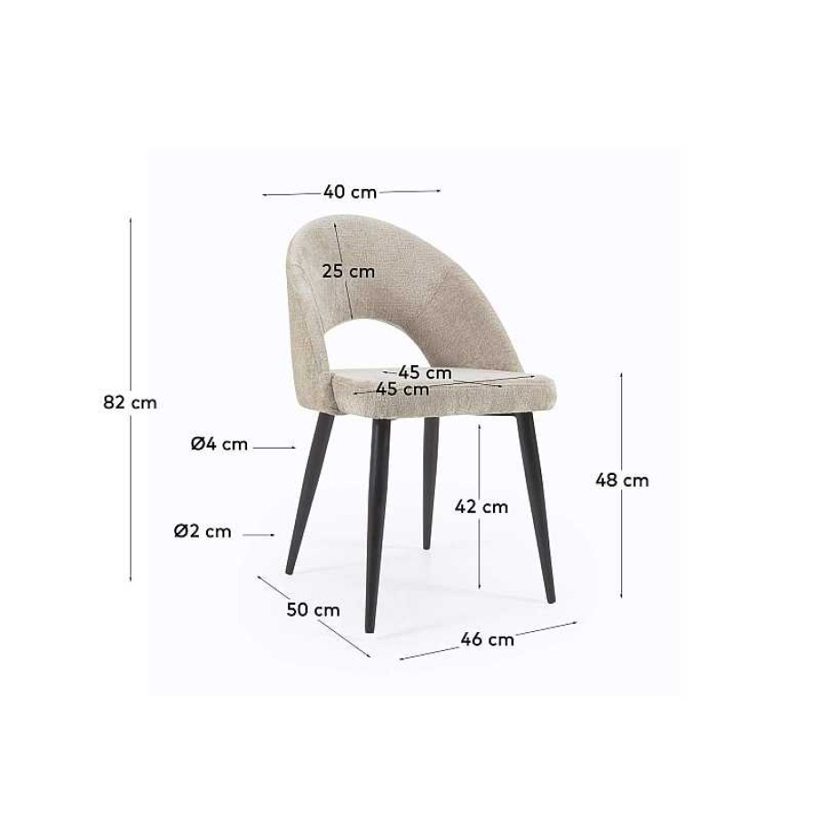 Sillas Kave Home | Silla Mael Chenilla Beige