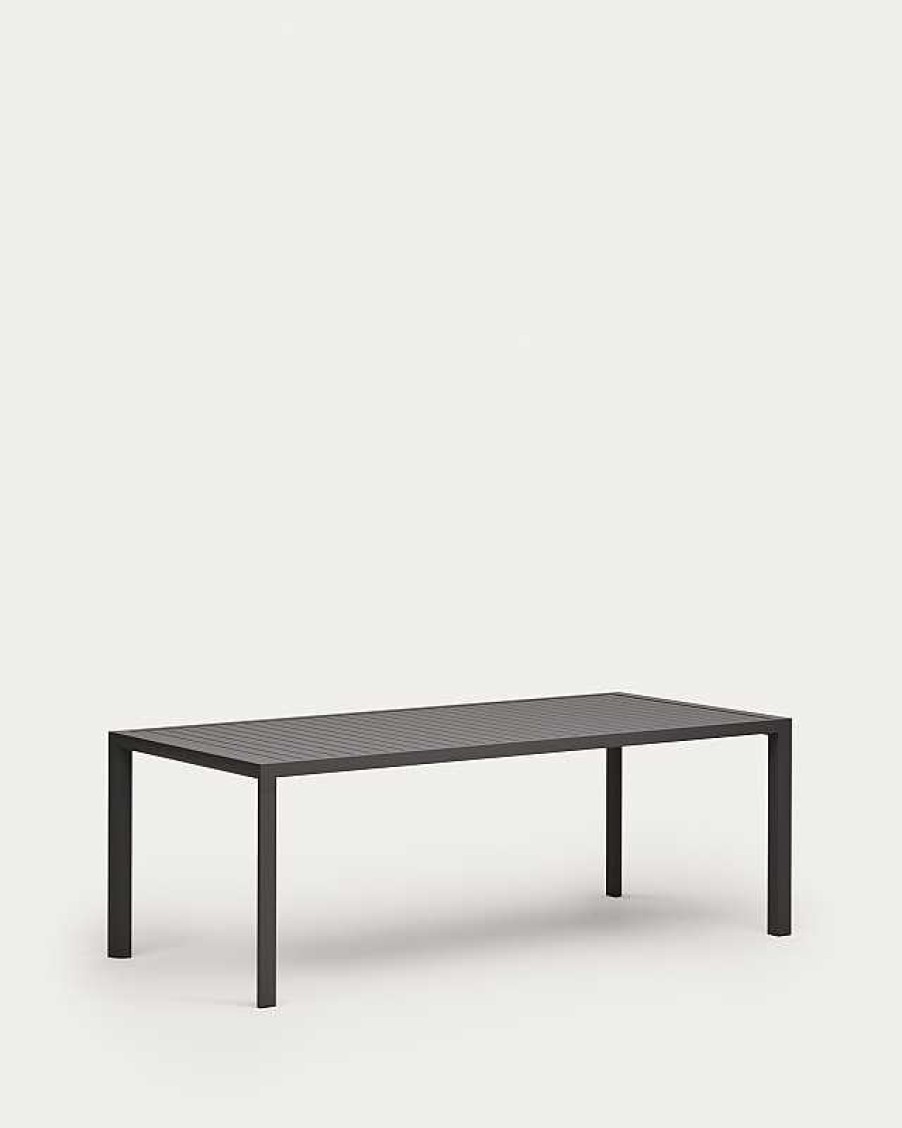 Muebles De Jard N Kave Home | Mesa De Exterior Culip De Aluminio Con Acabado Gris 220 X 100 Cm