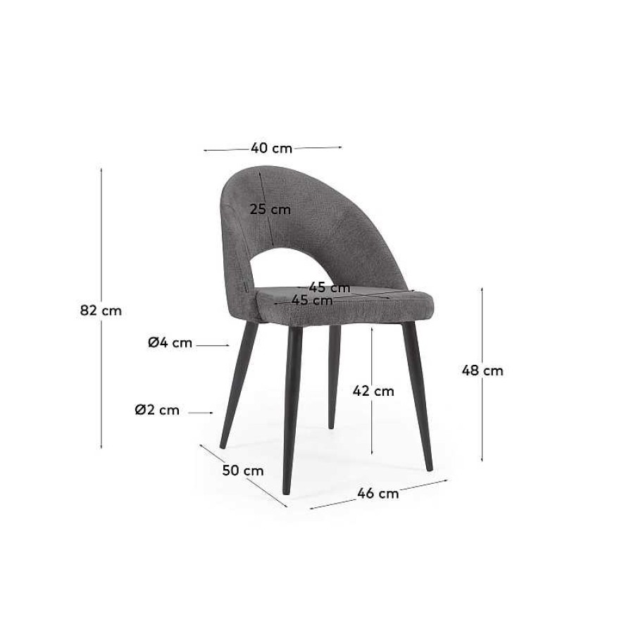 Sillas Kave Home | Silla Mael Chenilla Gris