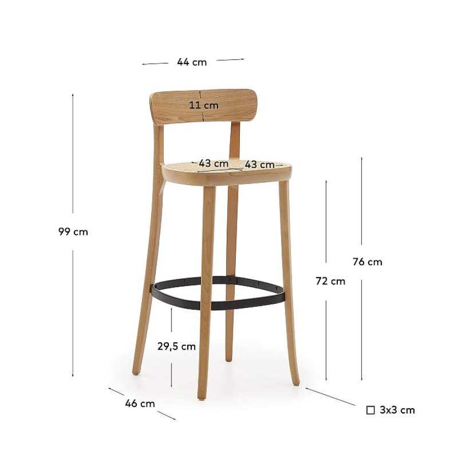 Sillas Kave Home | Taburete Bar Romane Natural