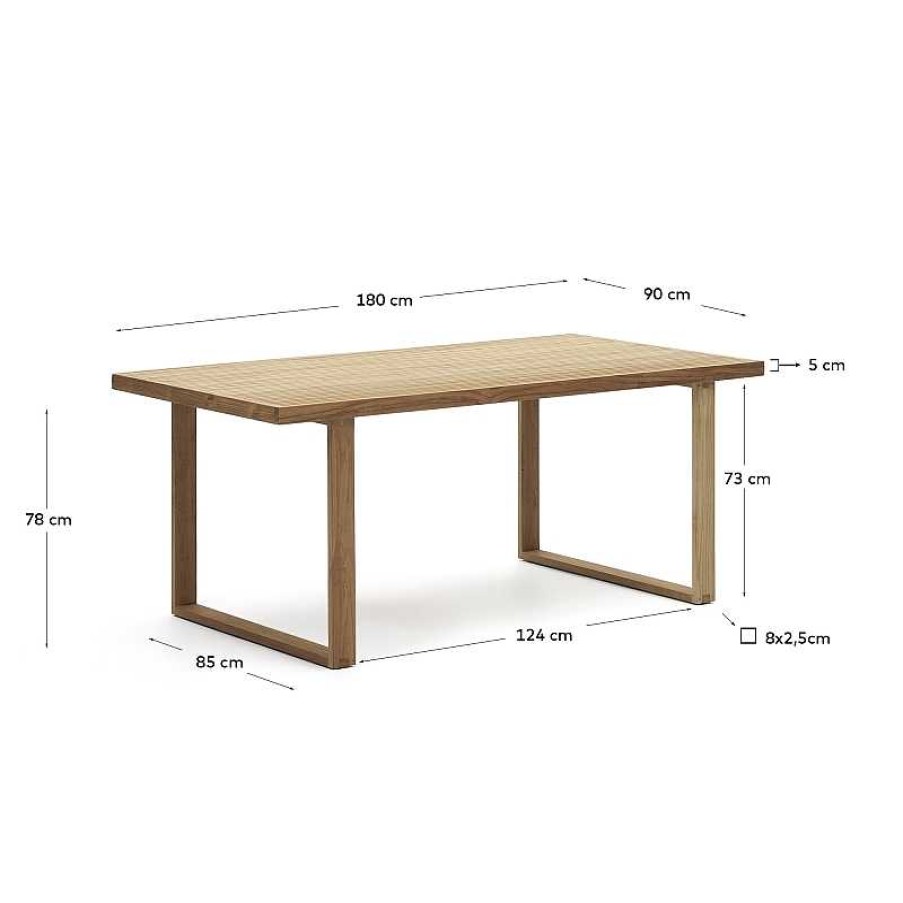 Muebles De Jard N Kave Home | Mesa Exterior Canadell De Madera Maciza De Teca Reciclada 180 X 90 Cm