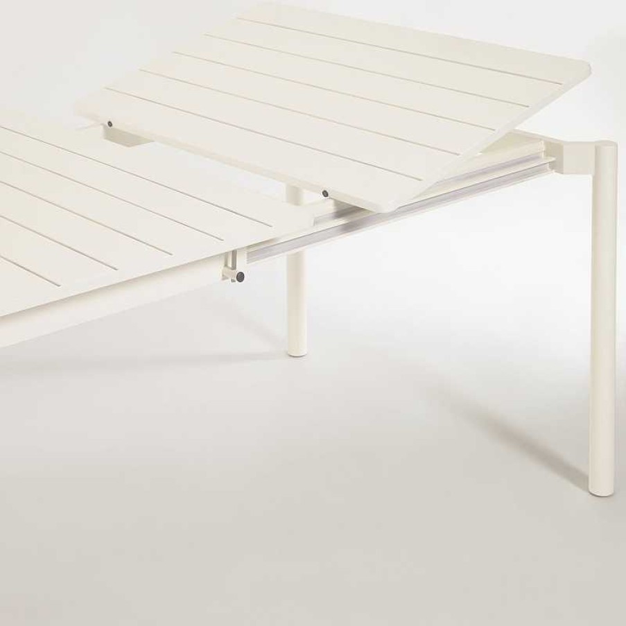 Mesas Kave Home | Mesa Extensible Aluminio Zaltana Blanco Mate