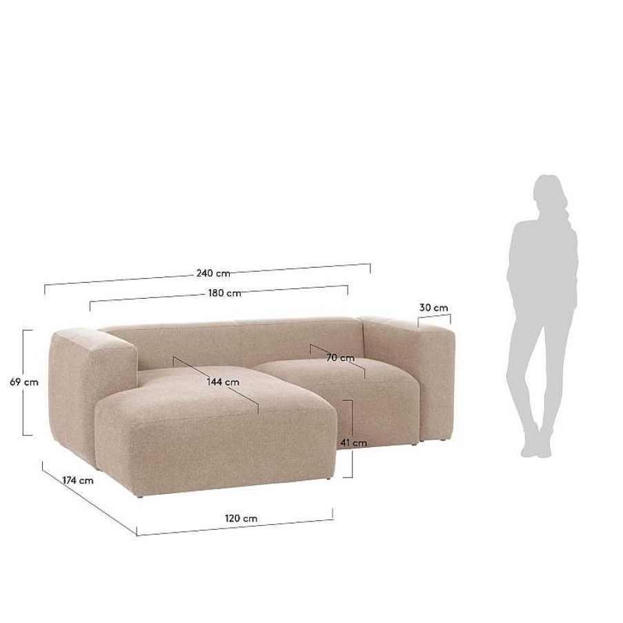 Sof S Kave Home | Sof Blok Chaise Longue Beige