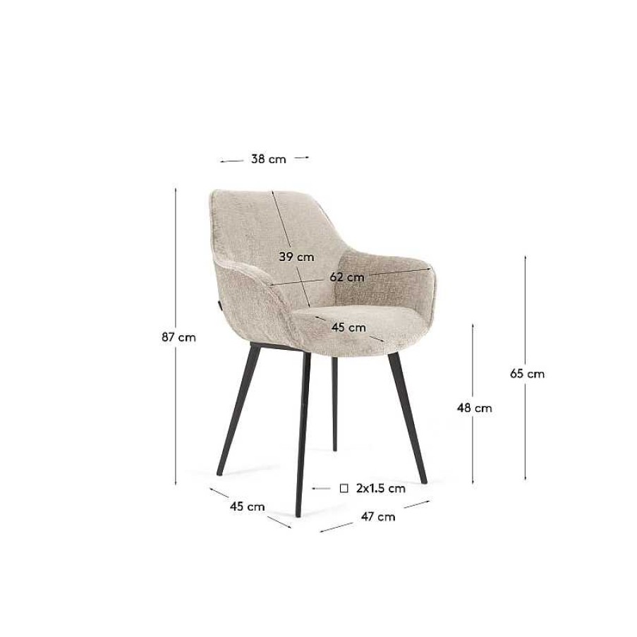 Sillas Kave Home | Silla Amira Chenilla Beige