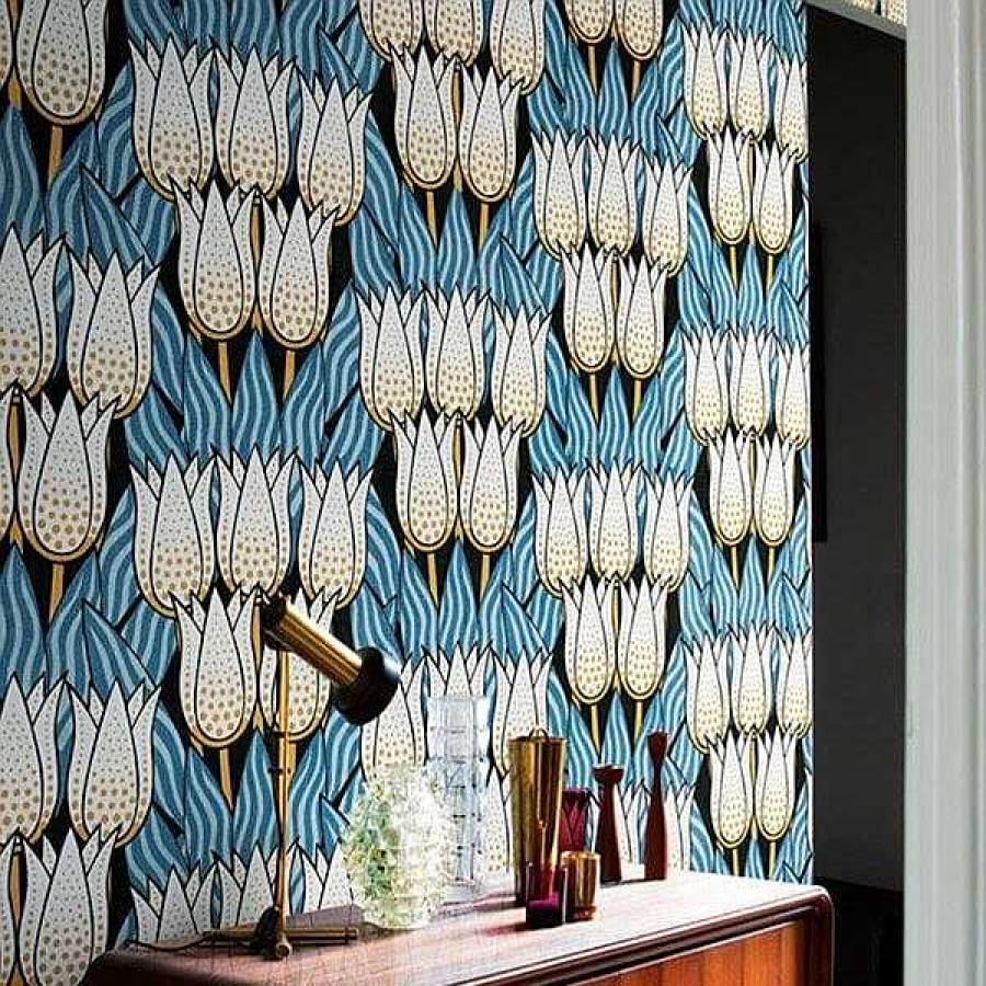 Decoraci N LondonArt Wallpaper Murales Londonart | Papel Pintado Retro Spotty Tulips