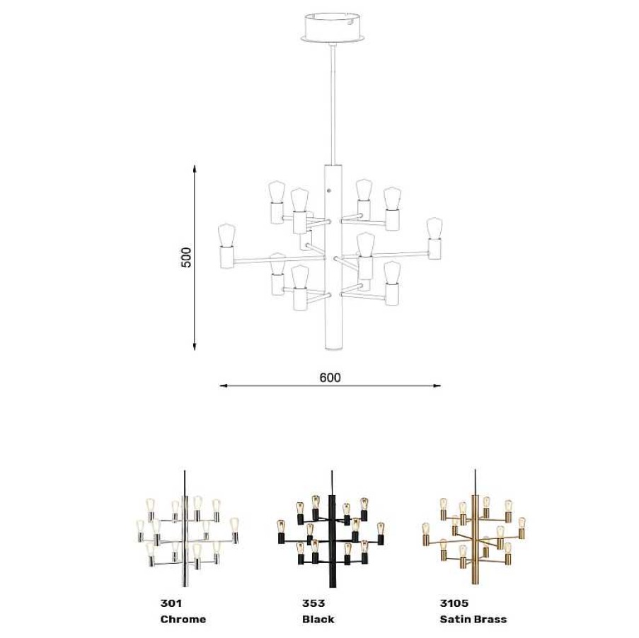 Iluminaci N Belid | Manola Chandelier Brass 12