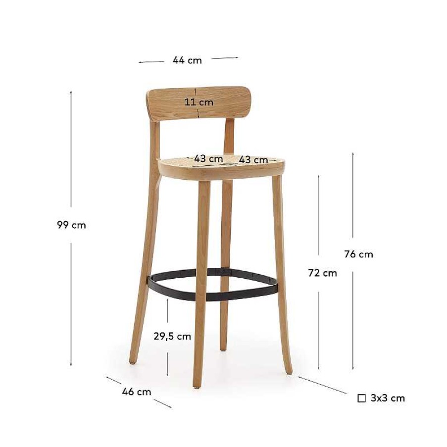 Sillas Kave Home | Taburete Bar Romane Natural