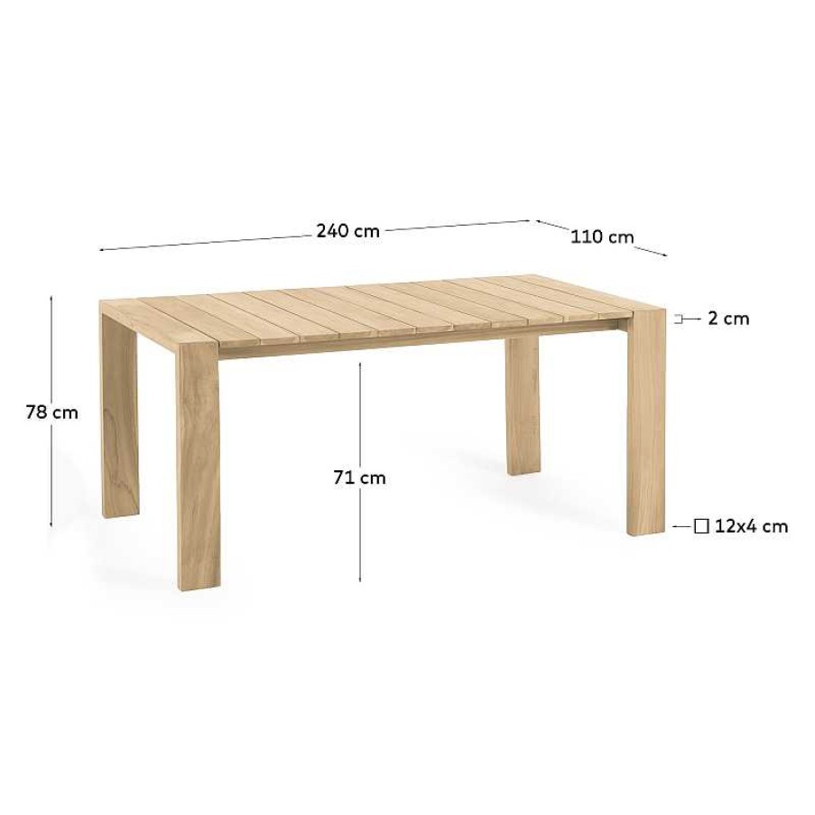 Muebles De Jard N Kave Home | Mesa De Exterior Victoire De Madera Maciza De Teca 240 X 110 Cm