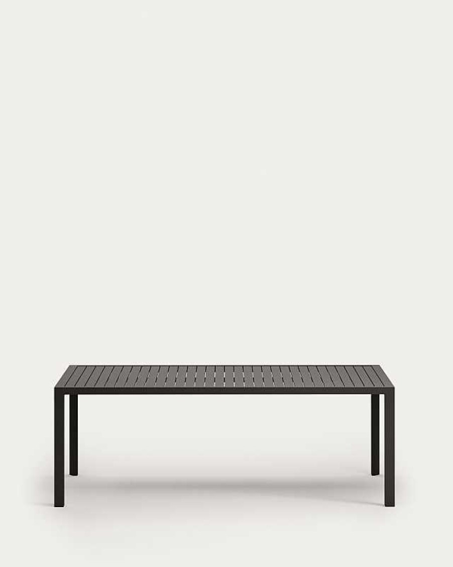 Muebles De Jard N Kave Home | Mesa De Exterior Culip De Aluminio Con Acabado Gris 220 X 100 Cm