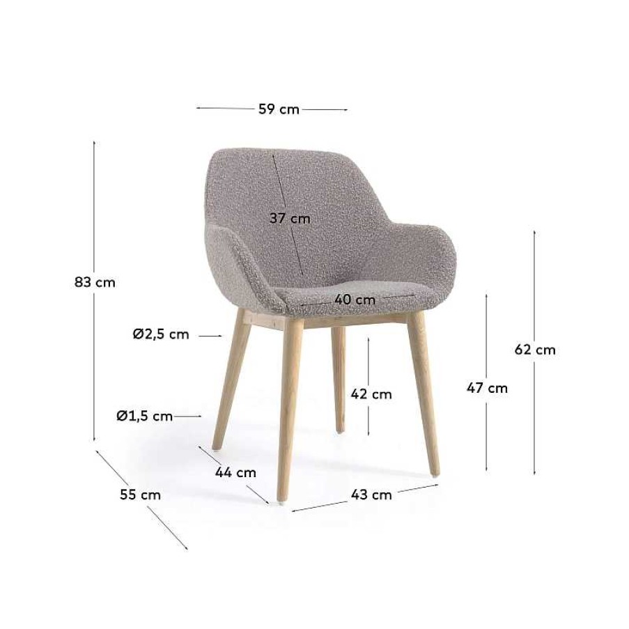 Sillas Kave Home | Silla Konna Borreguito Gris Claro