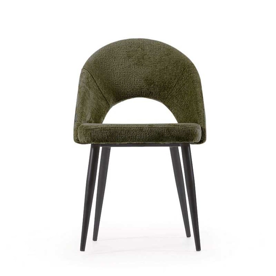 Sillas Kave Home | Silla Mael Chenilla Verde