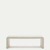 Muebles De Jard N Kave Home | Mesa De Centro Aiguablava De Cemento Blanco 135 X 65 Cm