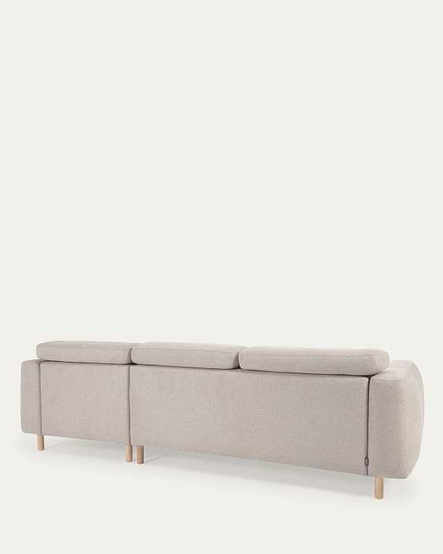 Sof S Kave Home | Sof Singa 3 Plazas Con Chaise Longue Derecho Beige 296 Cm