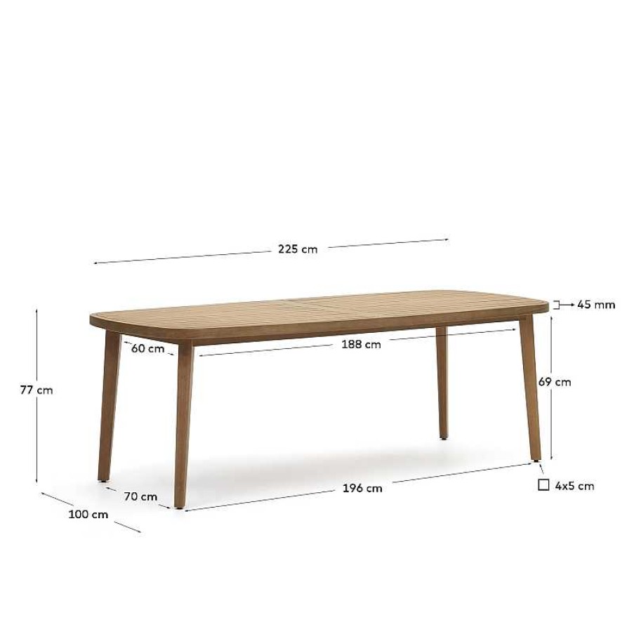 Muebles De Jard N Kave Home | Mesa Exterior Maset De Madera Maciza De Eucalipto 220 X 100 Cm Fsc