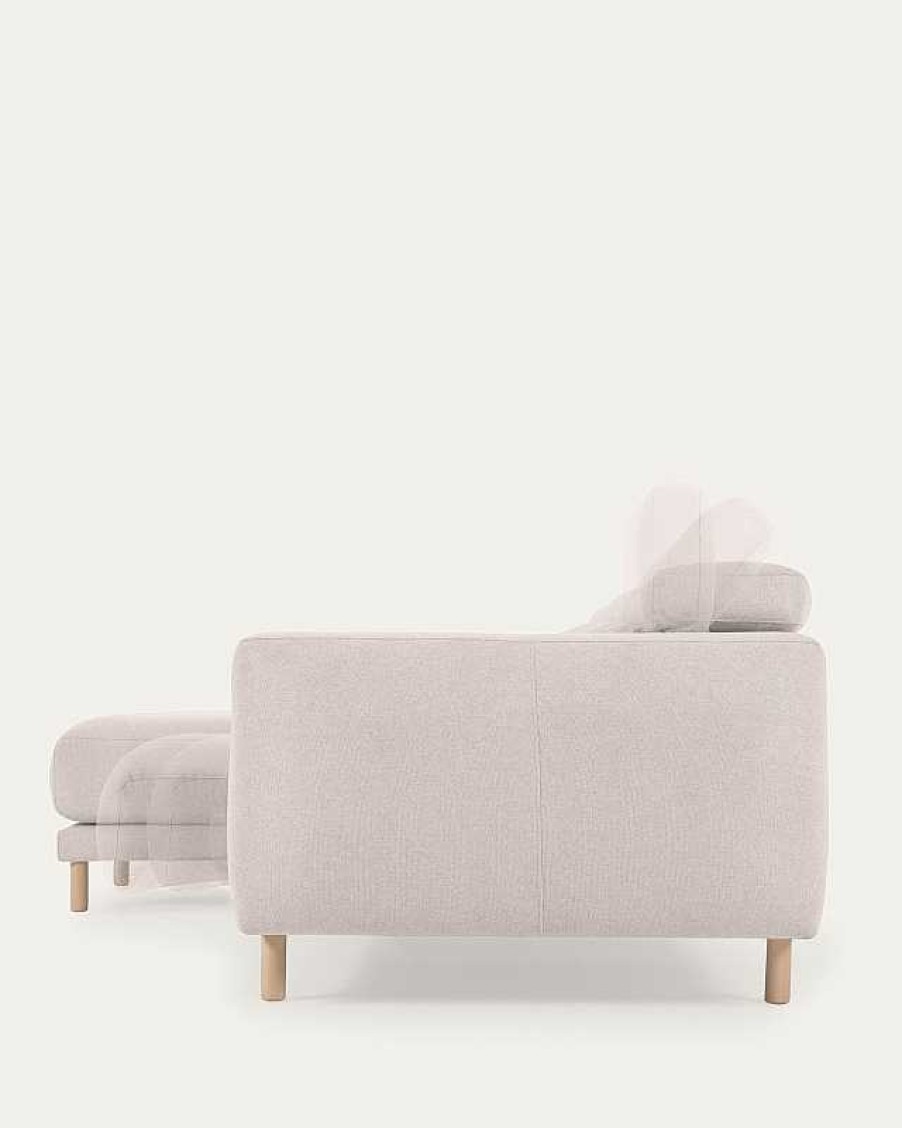 Sof S Kave Home | Sof Singa 3 Plazas Con Chaise Longue Izquierdo Blanco 296 Cm