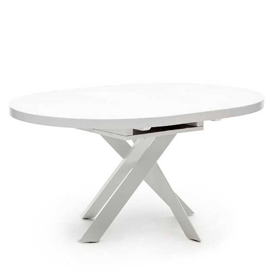 Mesas Kave Home | Mesa Extensible Redonda Vashti Blanca