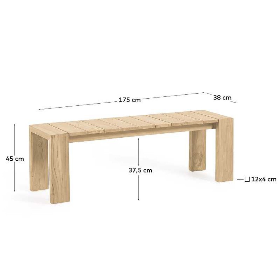 Muebles De Jard N Kave Home | Banco De Exterior Victoire De Madera Maciza De Teca 175 Cm