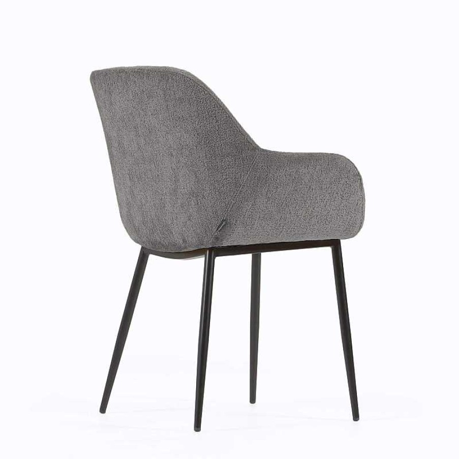 Sillas Kave Home | Silla Konna Chenilla Gris Oscuro