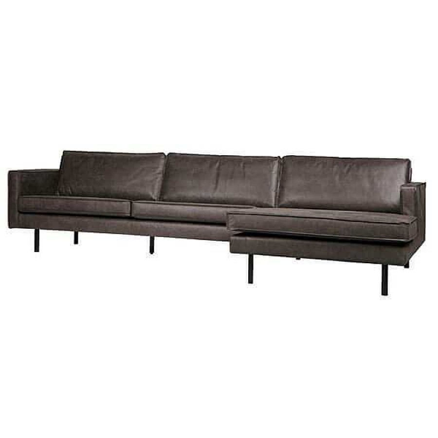 Sof S BePureHome | Sof Chaise Longue Negro Piel Rodeo