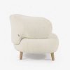 Sillones Kave Home | Butaca Luisa De Borreguito Blanco Con Patas De Madera Maciza De Caucho