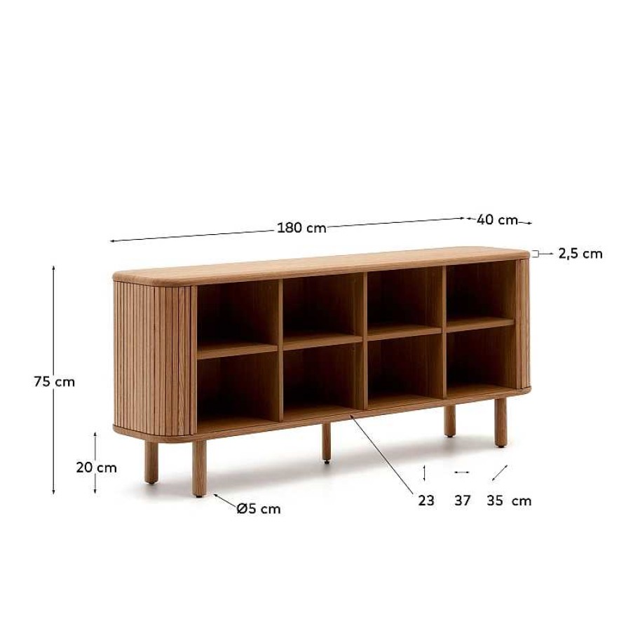 Muebles Kave Home | Aparador Mailen 2 Puertas En Chapa De Fresno Con Acabado Natural 180 X 75 Cm