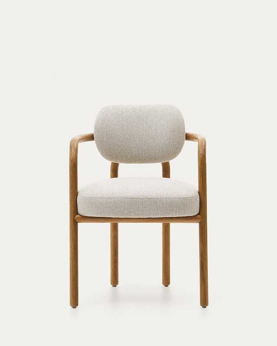 Sillas Kave Home | Silla Melqui Beige De Madera Maciza De Roble Con Acabado Natural