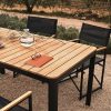 Muebles De Jard N Kave Home | Mesa Exterior Bona Madera Maciza De Teca Y Aluminio Con Acabado Negro 200 X 100 Cm