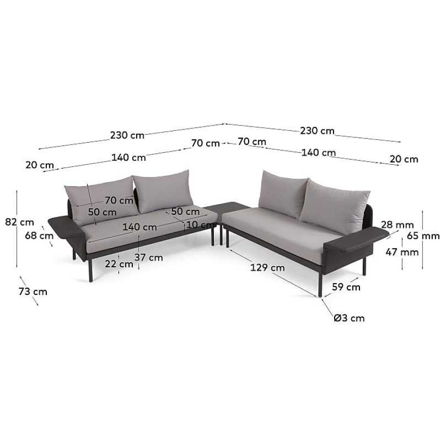 Muebles De Jard N Kave Home | Set Exterior Zaltana Negro Mate