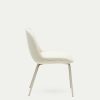 Sillas Kave Home | Silla Aimin De Borreguito Blanco Y Patas De Acero Con Acabado Pintado Beige Mate