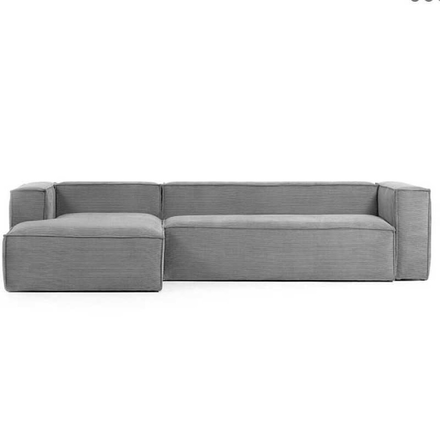 Sof S Kave Home | Sof Blok Chaise Longue Pana Gris