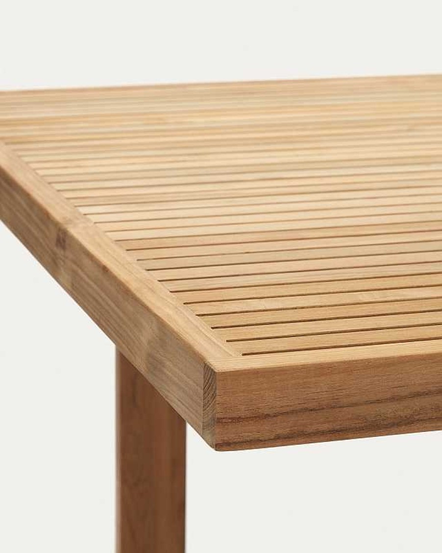 Muebles De Jard N Kave Home | Mesa Exterior Canadell De Madera Maciza De Teca Reciclada 220 X 100 Cm