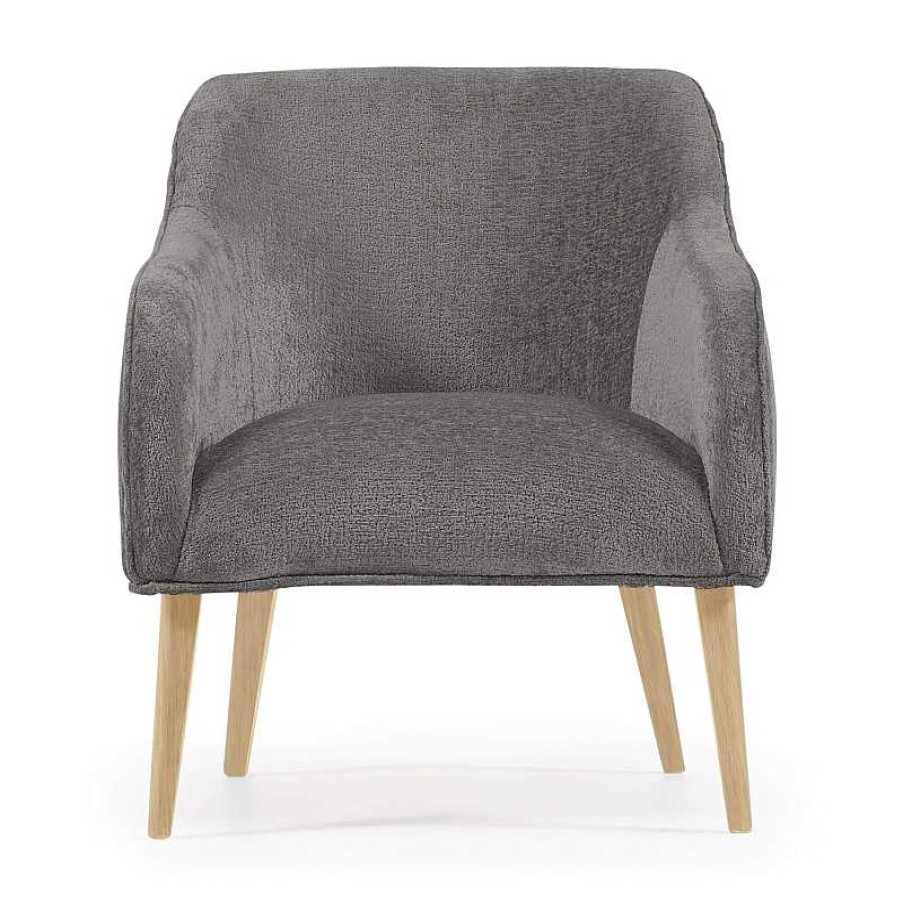 Sillones Kave Home | Butaca Bobly Chenilla Gris Oscuro