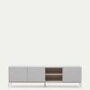 Muebles Kave Home | Mueble De Tv Vedrana 3 Puertas Dm Lacado Blanco 195 X 55 Cm