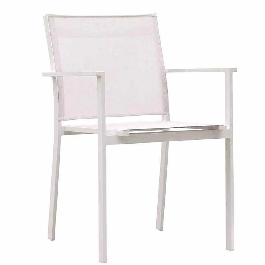 Muebles De Jard N Crisal decoracion | Silla Exterior Aluminio Y Tela Blanco