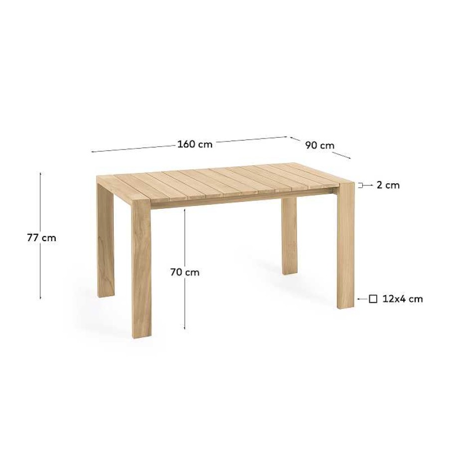 Muebles De Jard N Kave Home | Mesa De Exterior Victoire De Madera Maciza De Teca 160 X 90 Cm