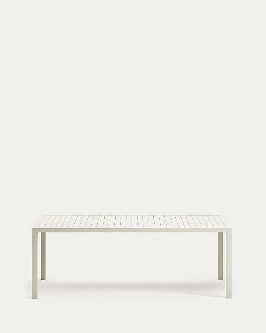 Muebles De Jard N Kave Home | Mesa De Exterior Culip De Aluminio Con Acabado Blanco 220 X 100 Cm