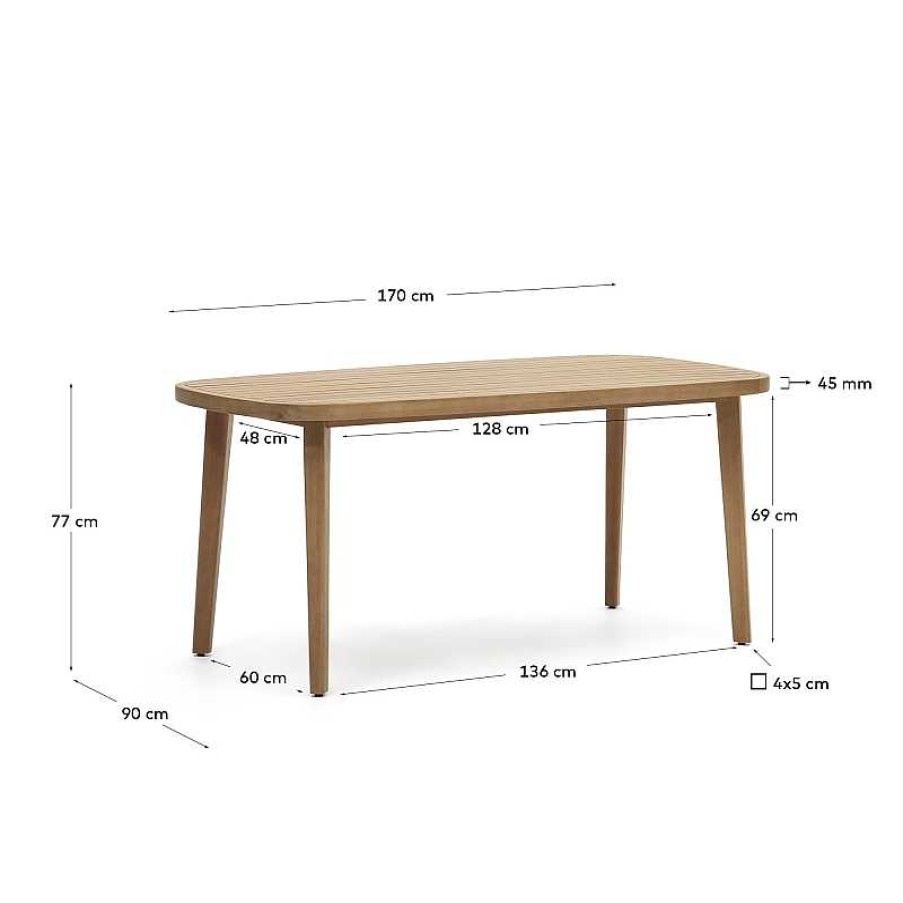 Muebles De Jard N Kave Home | Mesa Exterior Maset De Madera Maciza De Eucalipto 170 X 90 Cm Fsc