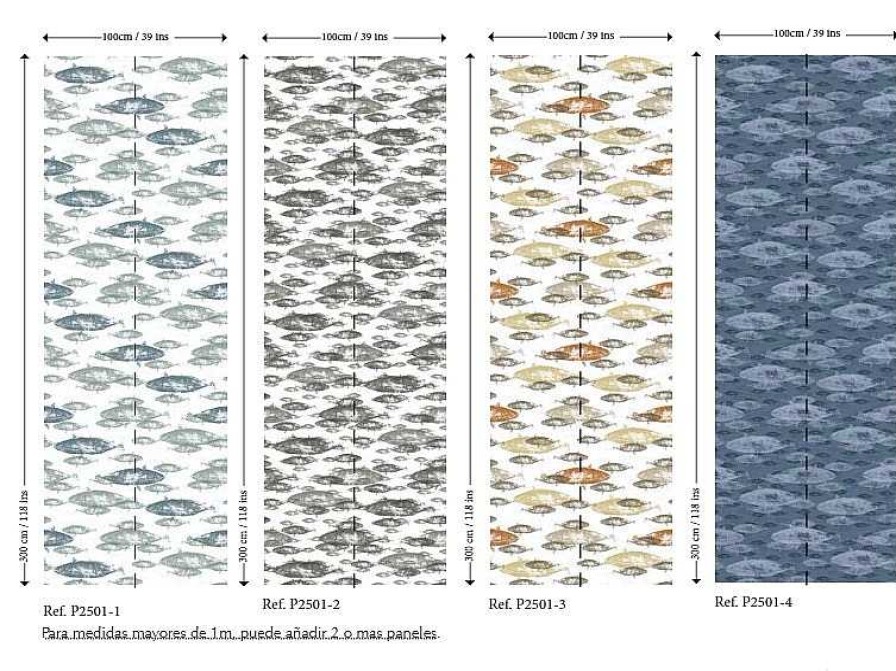 Decoraci N Tres Tintas Papel Pintado Tres Tintas | Panel Papel Pintado Poissons