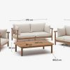 Muebles De Jard N Kave Home | Set Sacova 2 Sillones, Sof 2 Plazas Y Mesa De Centro Madera Maciza De Eucalipto Fsc 100%