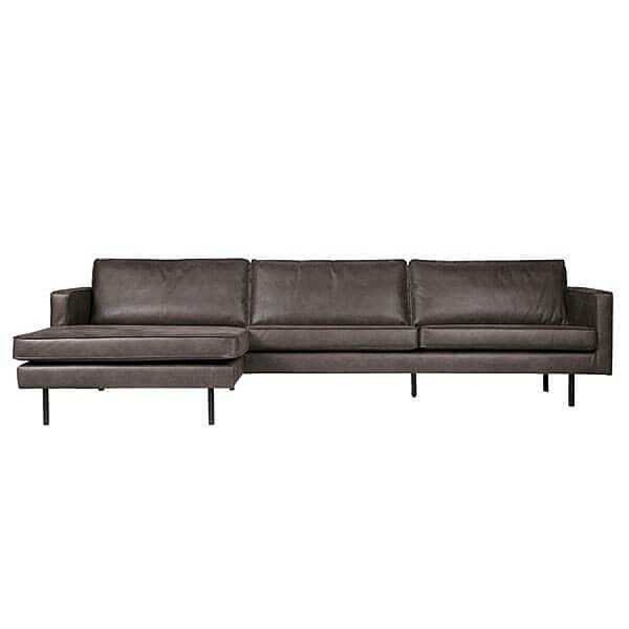 Sof S BePureHome | Sof Chaise Longue Negro Piel Rodeo