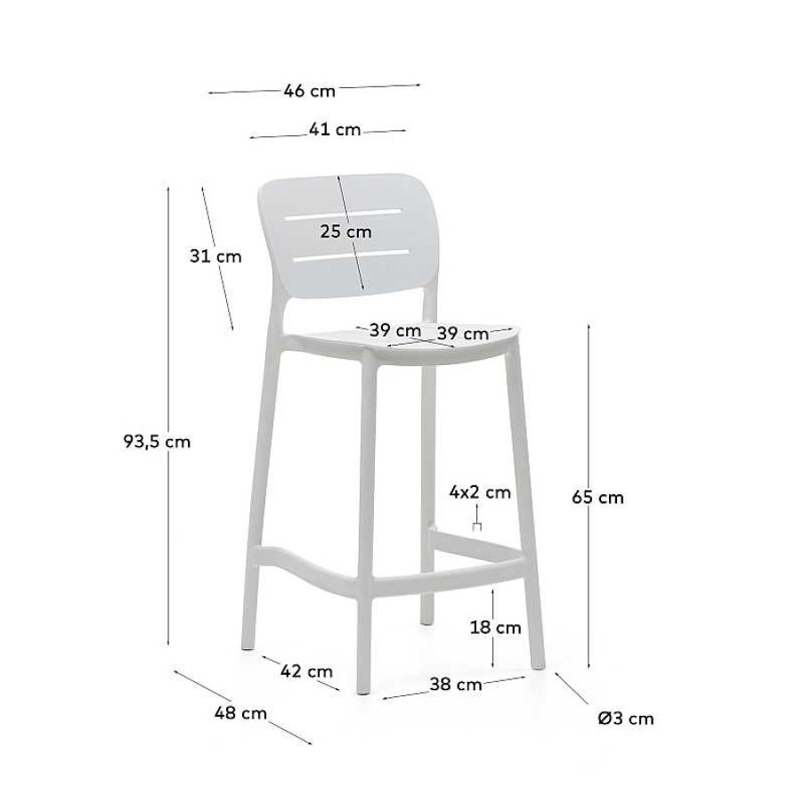 Muebles De Jard N Kave Home | Taburete Cocina De Exterior Morella Blanco Altura 65 Cm