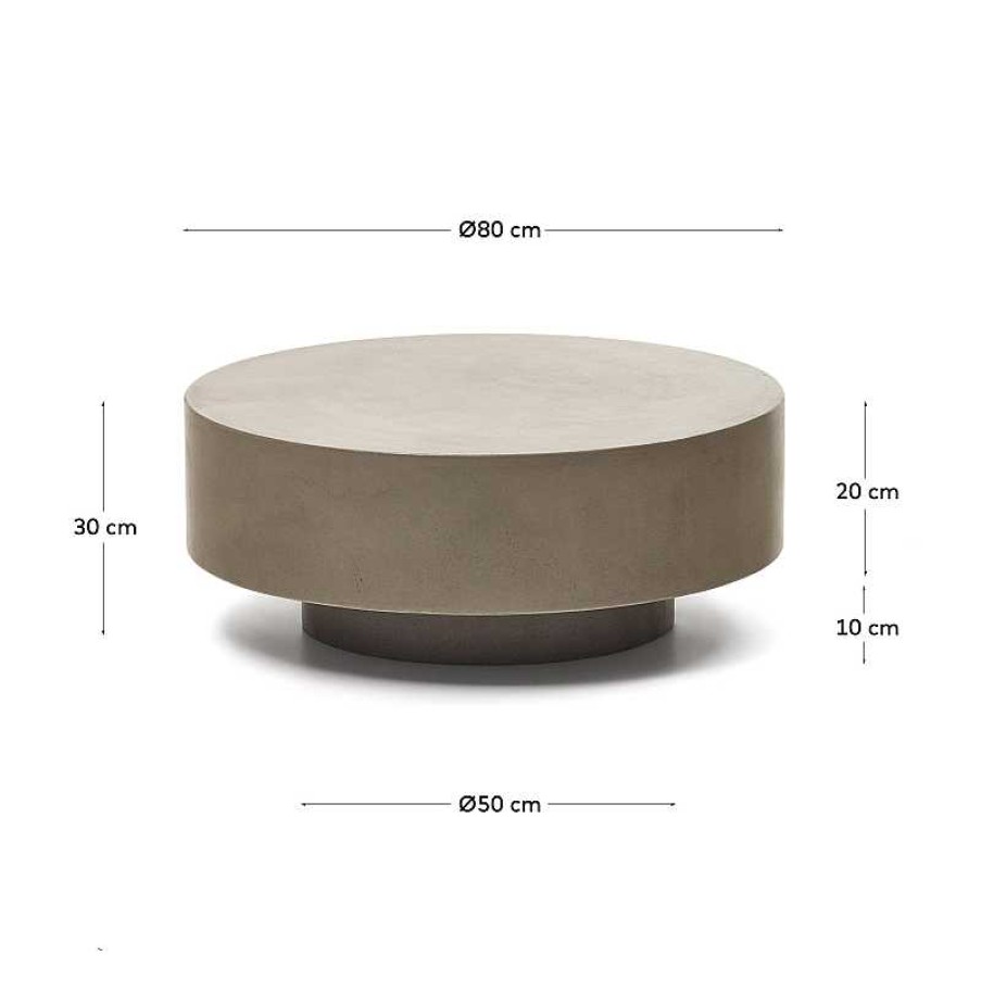 Mesas Kave Home | Mesa De Centro Redonda Garbet De Cemento 80 Cm