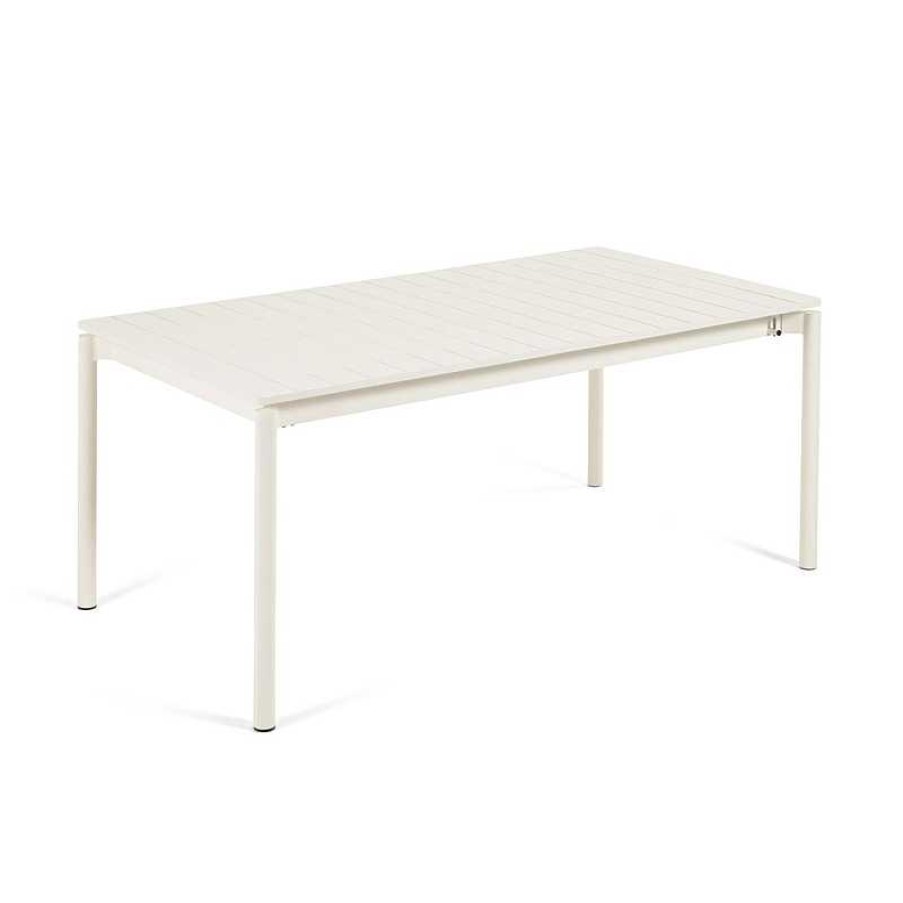 Mesas Kave Home | Mesa Extensible Aluminio Zaltana Blanco Mate